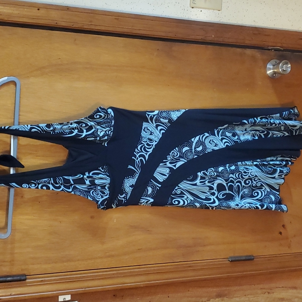 Bebe Tie neck black and green dress.